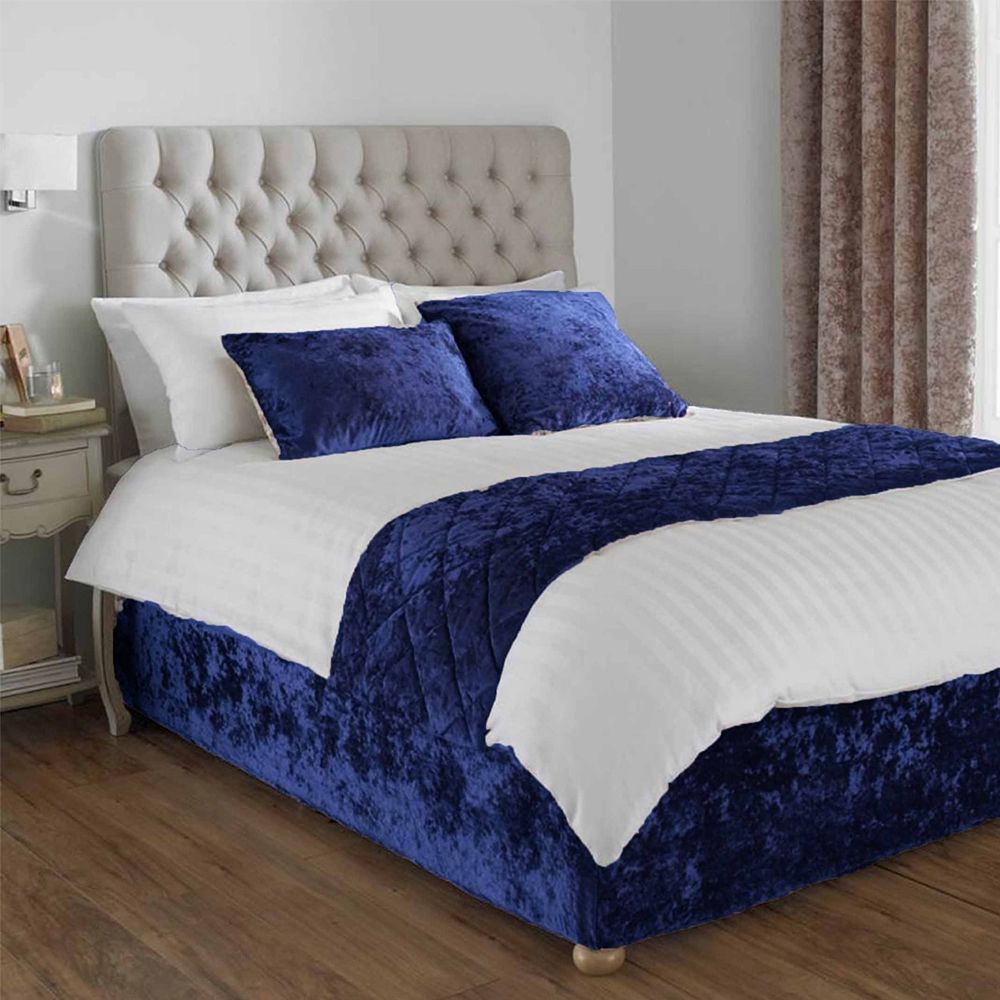 Blue bed runners and 2024 cushions